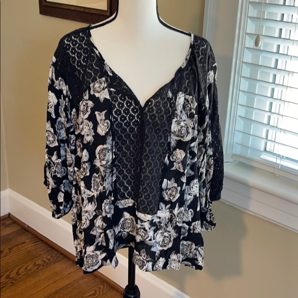 Free People floral, lace blouse